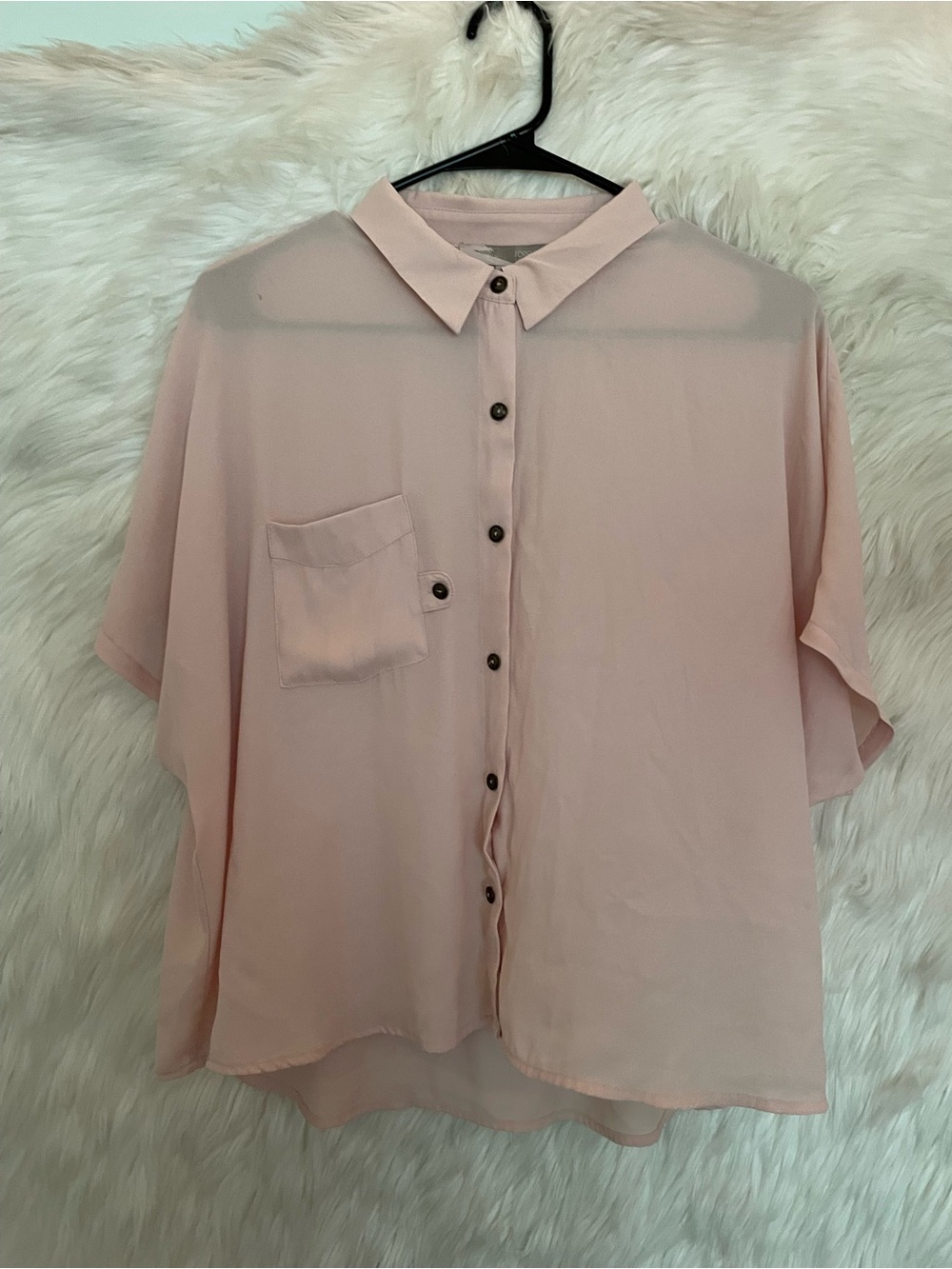 Forever 21 Blush Button-Front Short Sleeve Shirt